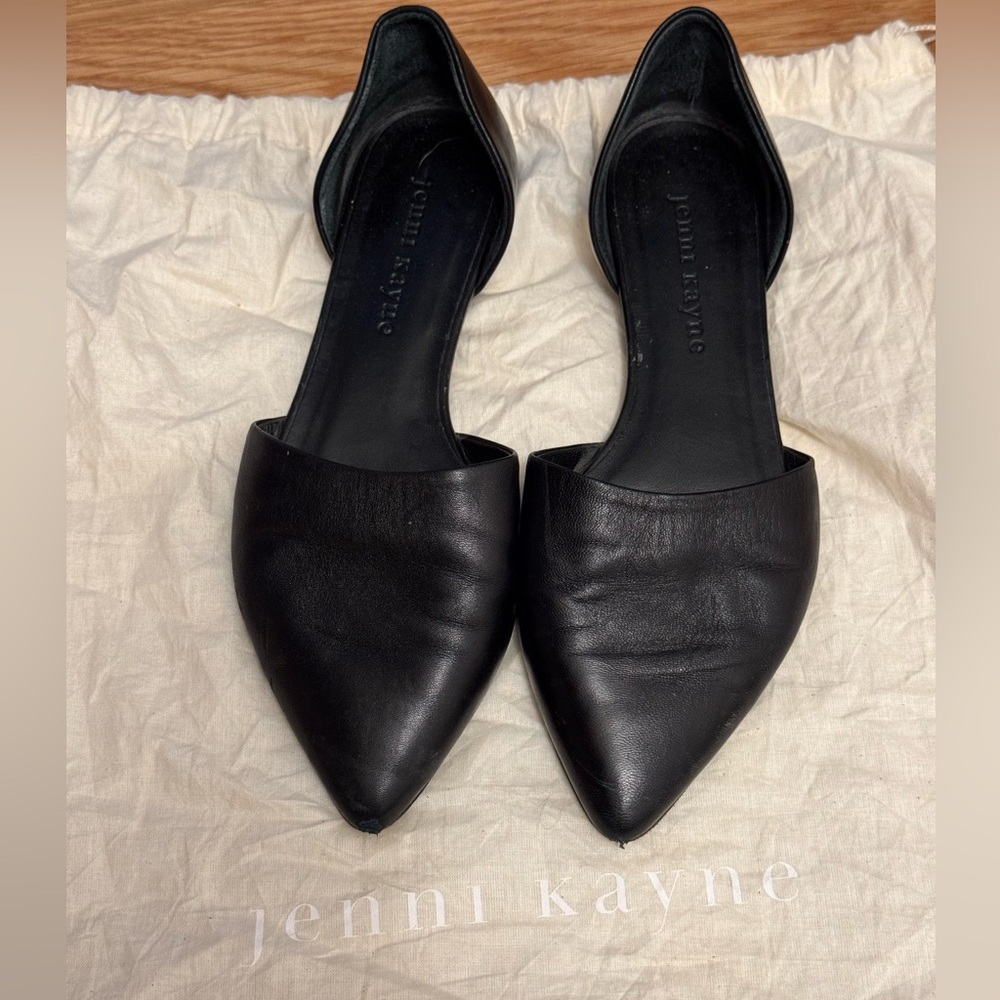 Jenni Kayne Black Leather Pointed Flats